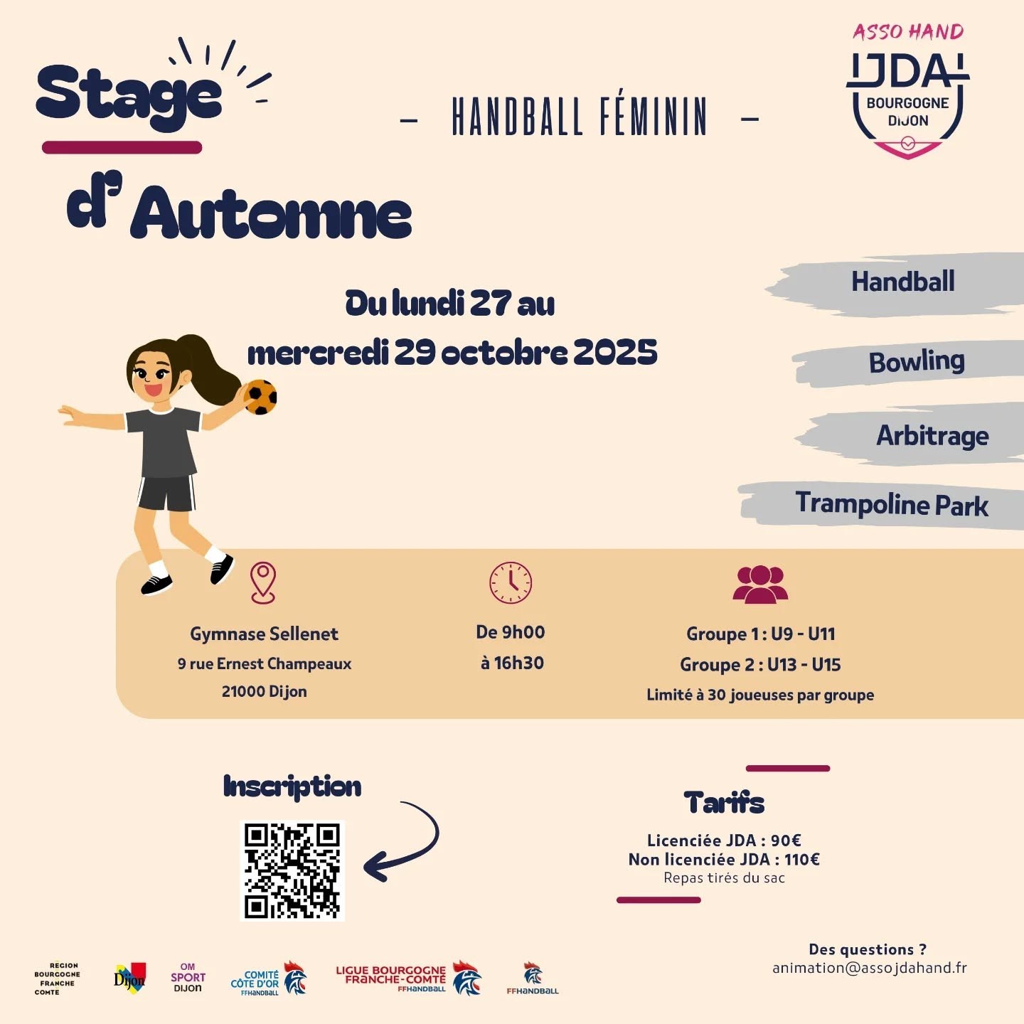 Stage d'automne de handball féminin