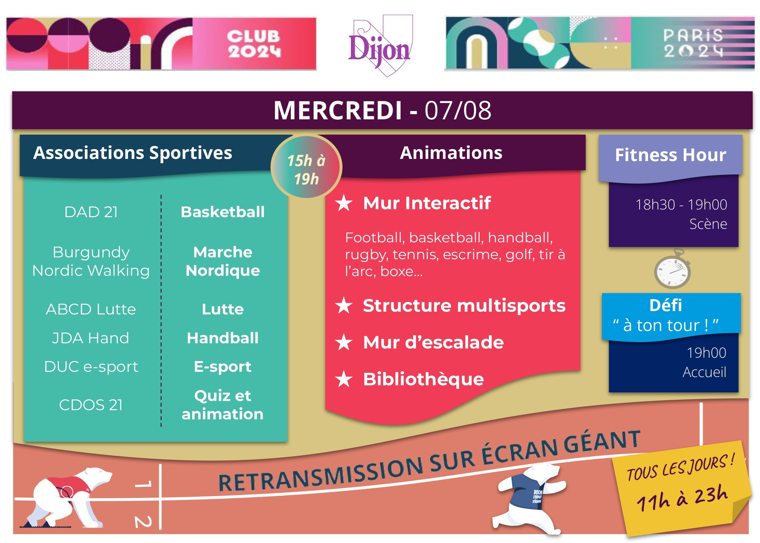 Programme 07/08/24  "club 2024" au jardin Darcy