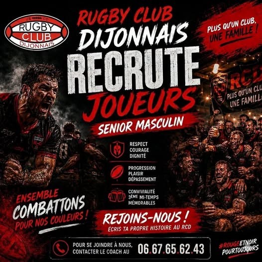 Le rugby club dijonnais recrute des joueurs !
