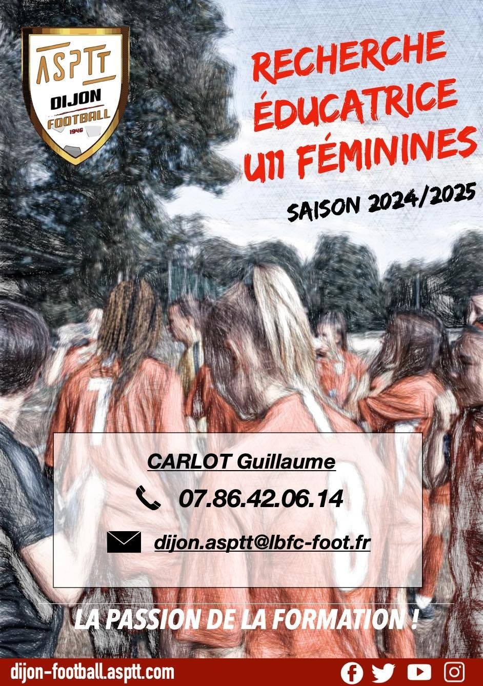 L'ASPTT Dijon football recherche une éducatrice féminine