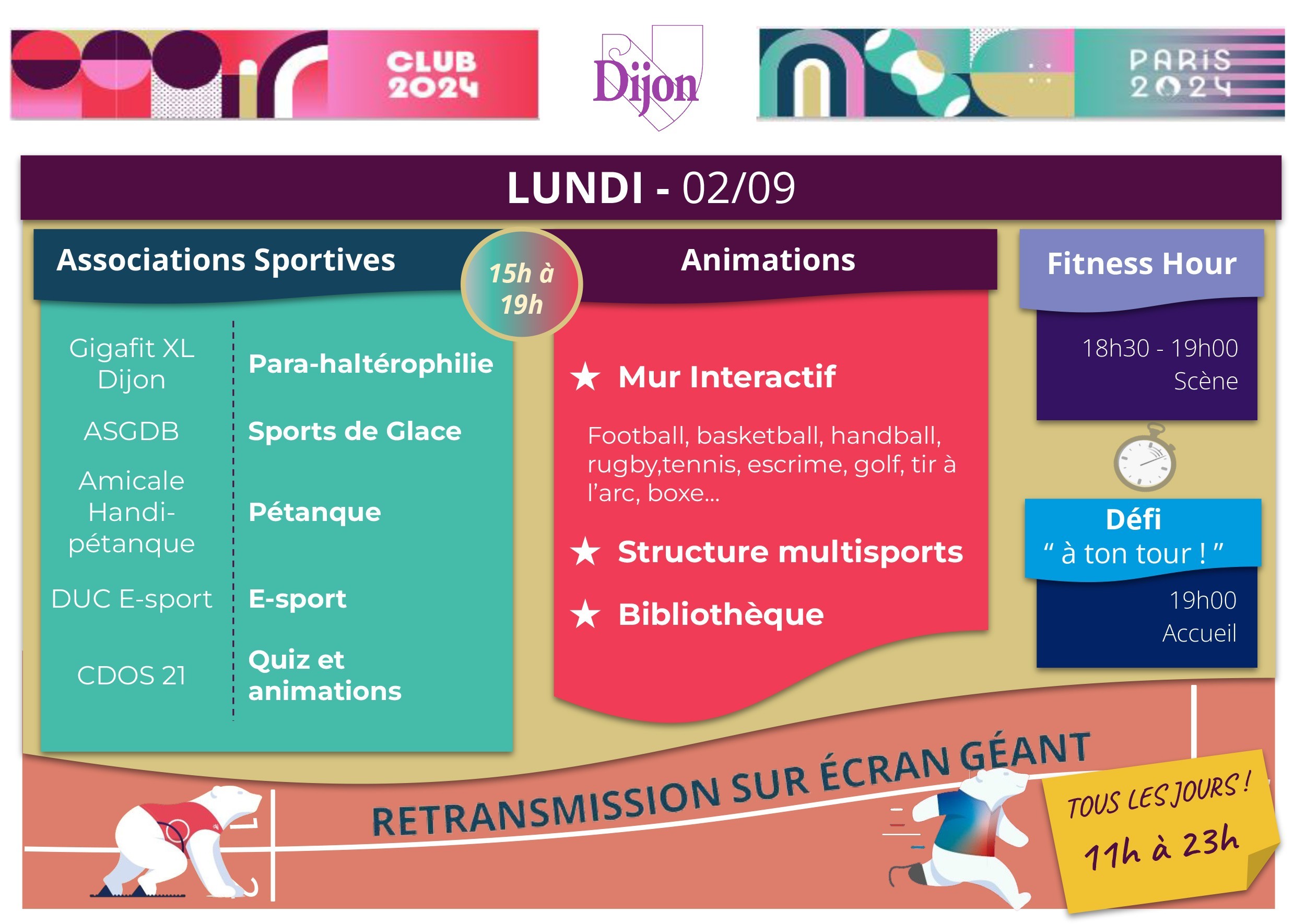 Programme 02/09/24  "club 2024" au jardin Darcy