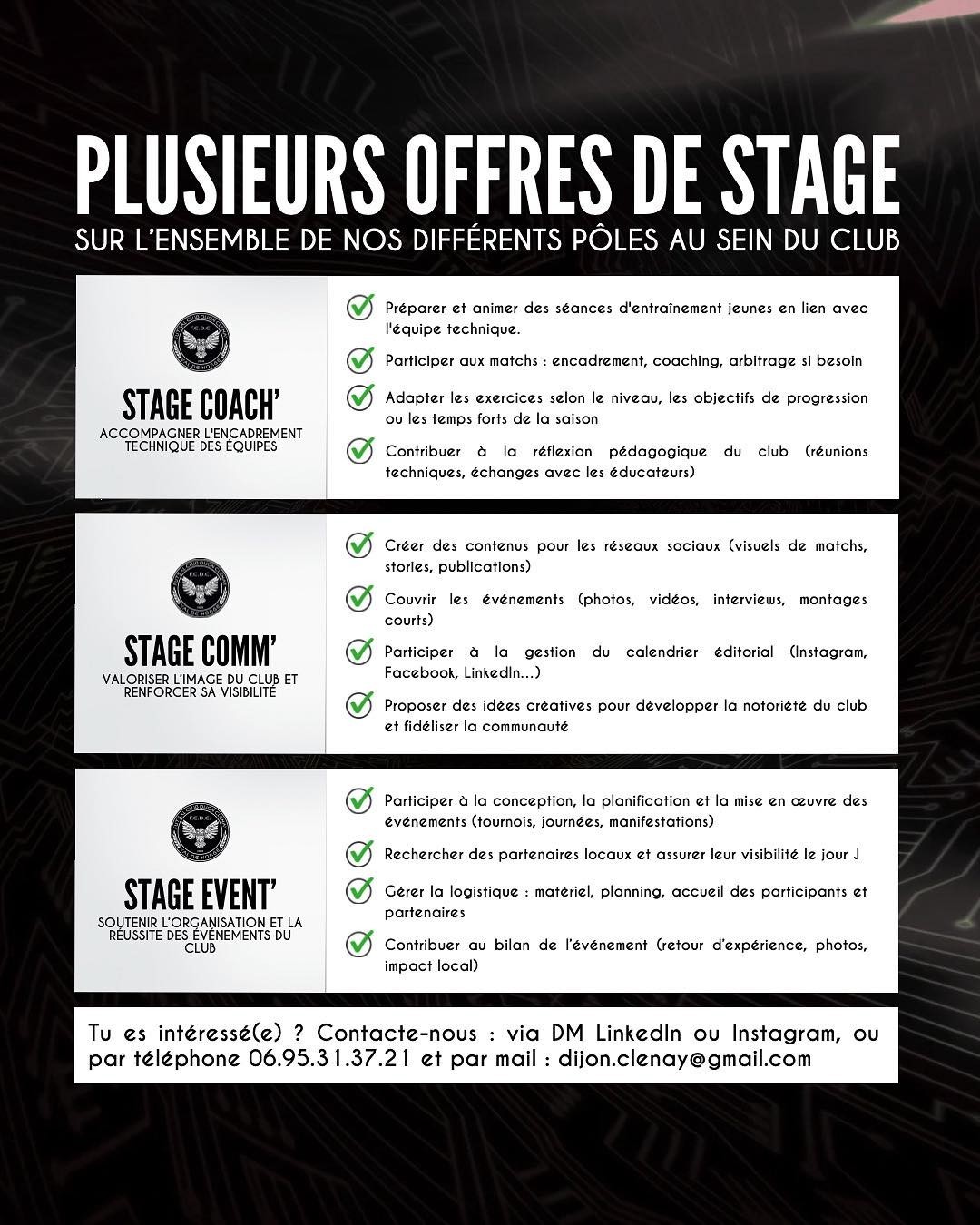 Le futsal club Dijon Clénay cherche des stagiaires
