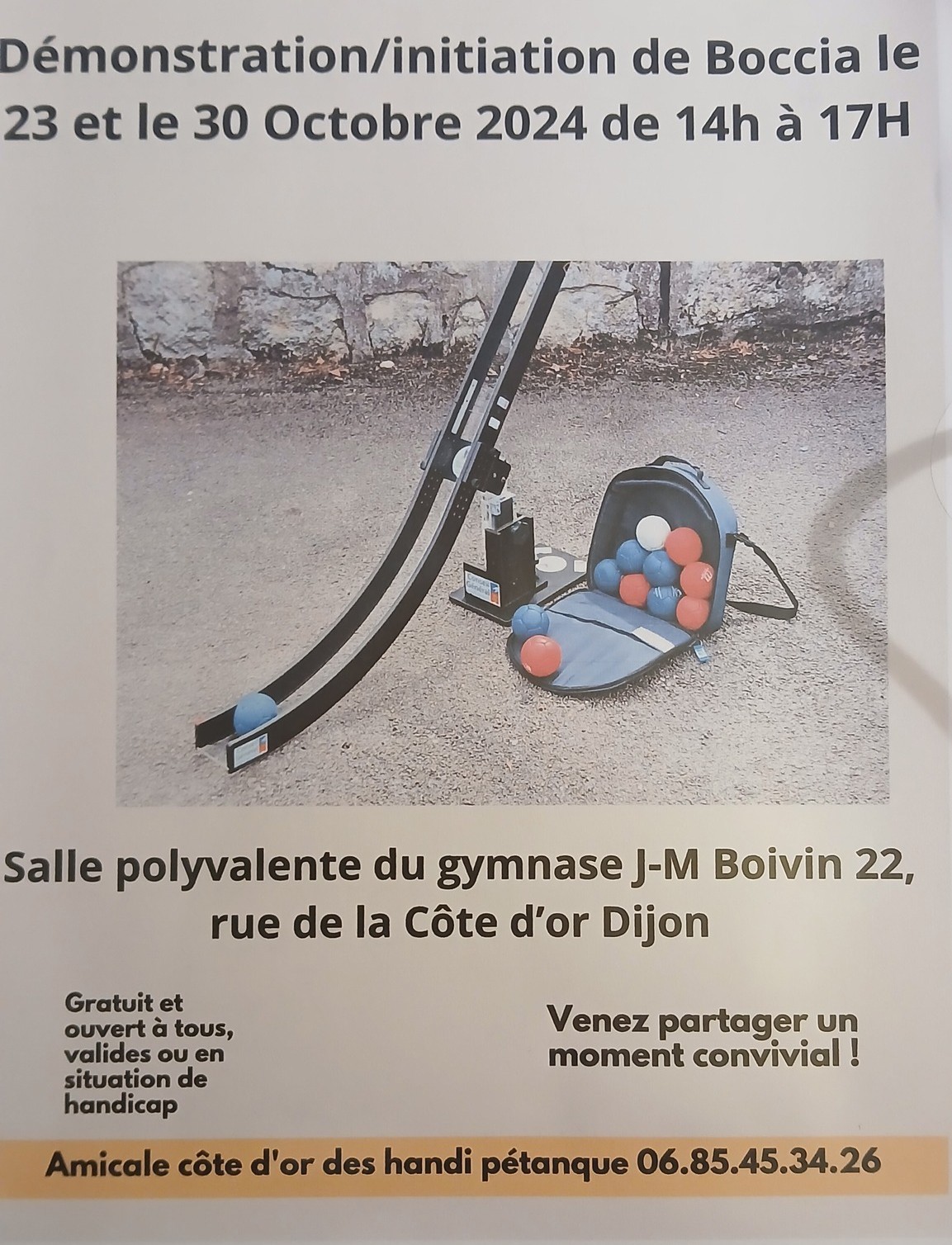 Initiation de Boccia les 23 et 30 octobre 2024