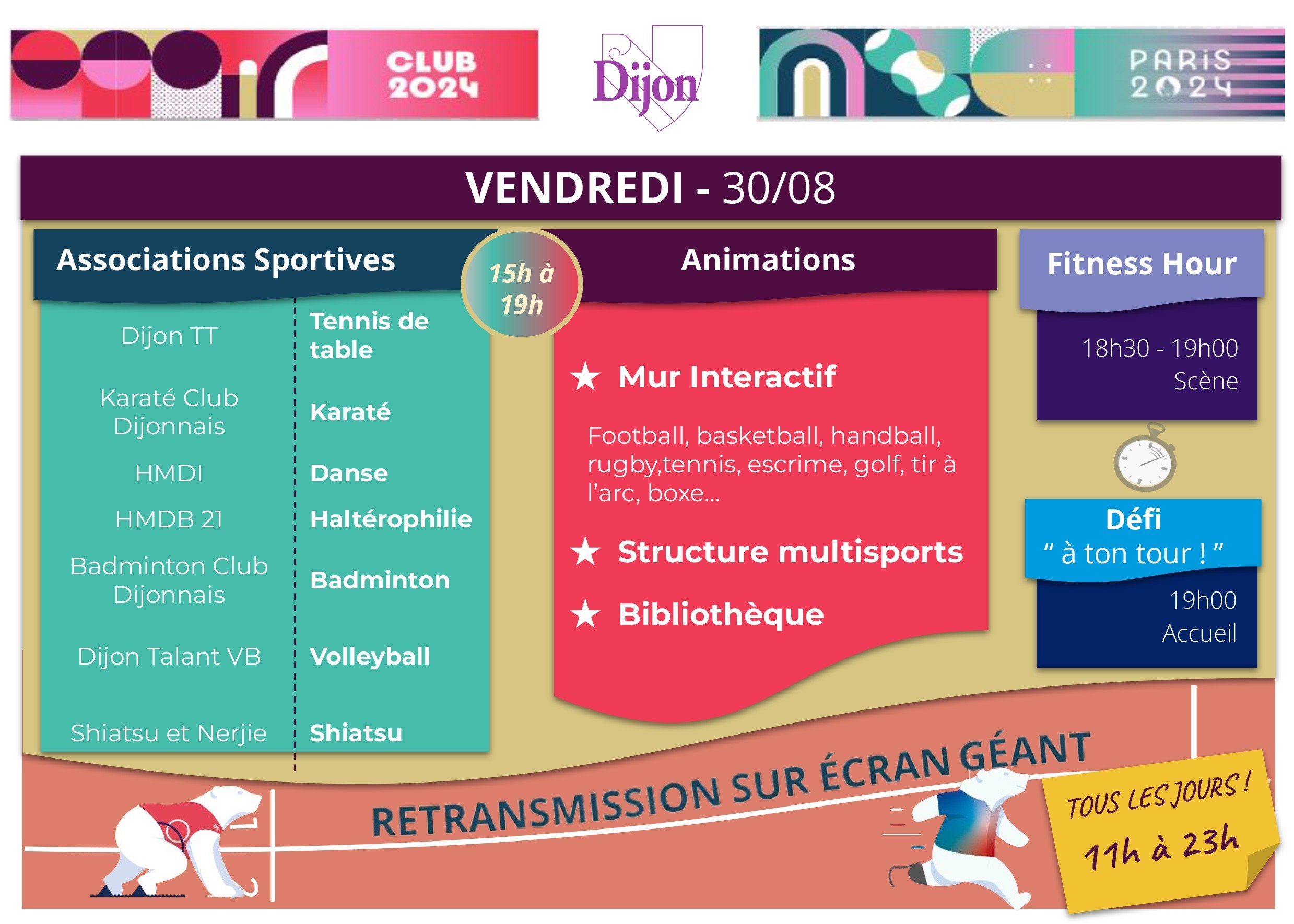 Programme 30/08/24  "club 2024" au jardin Darcy