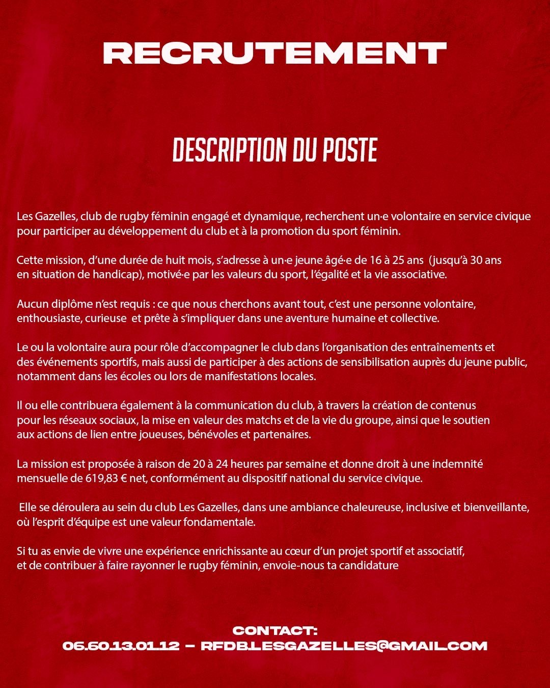 Le rugby féminin Dijon Bourgogne recrute !