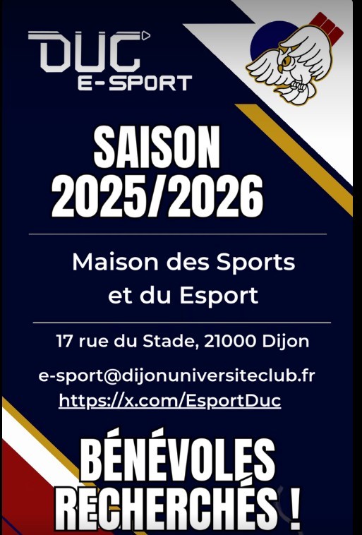 Le DUC e-sport recherche des bénévoles