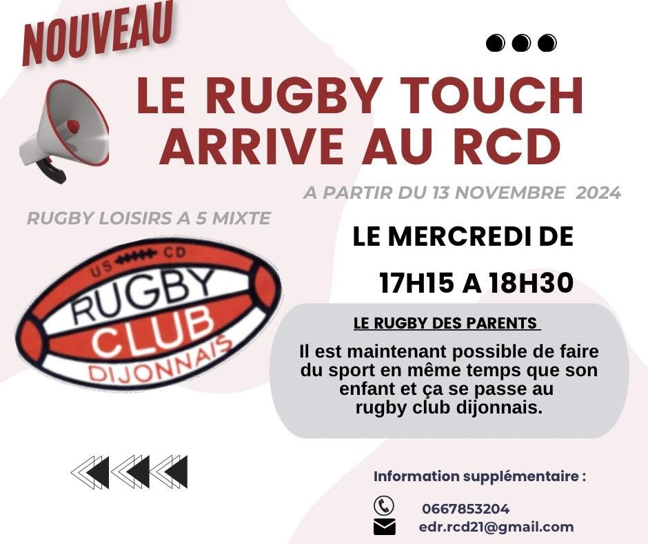 Nouveau le rugby touch arrive au RCD