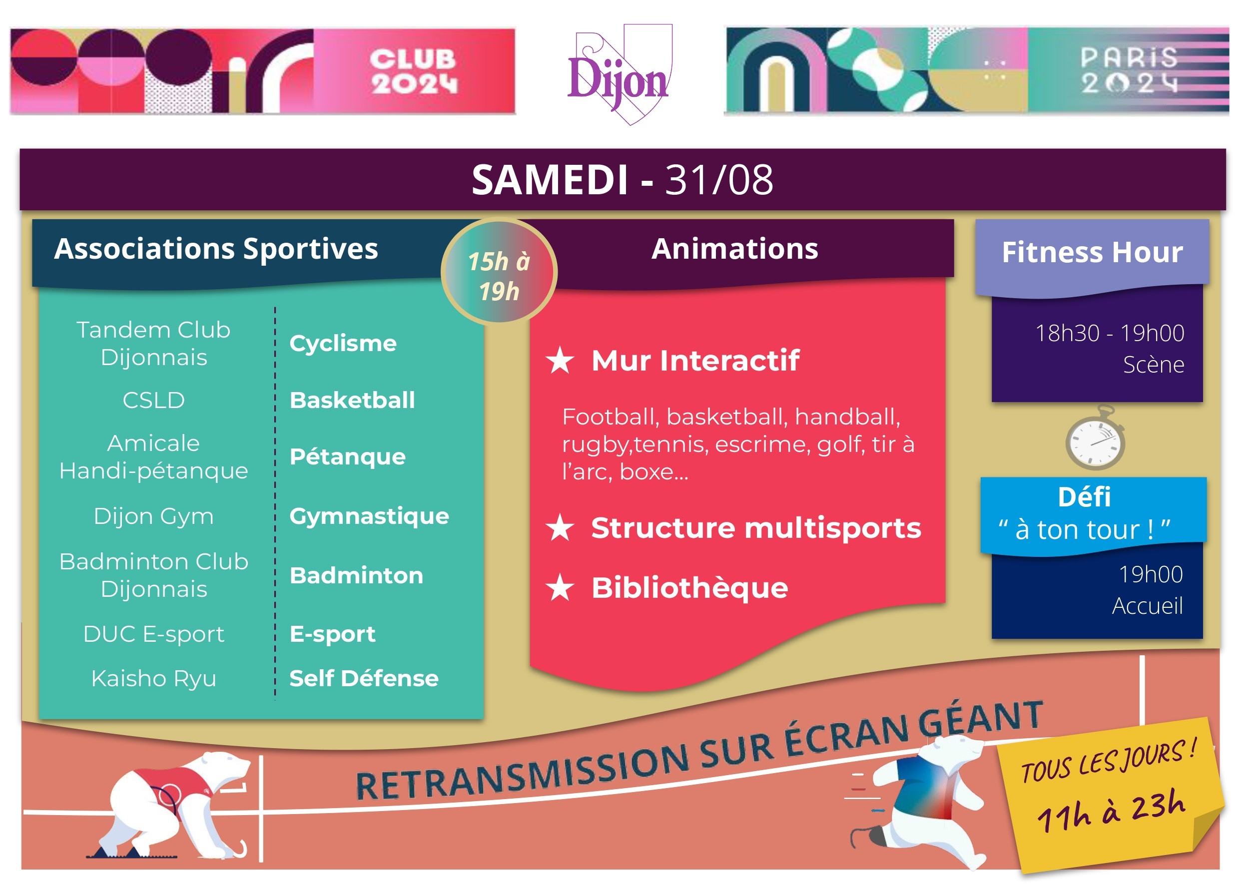 Programme 31/08/24  "club 2024" au jardin Darcy