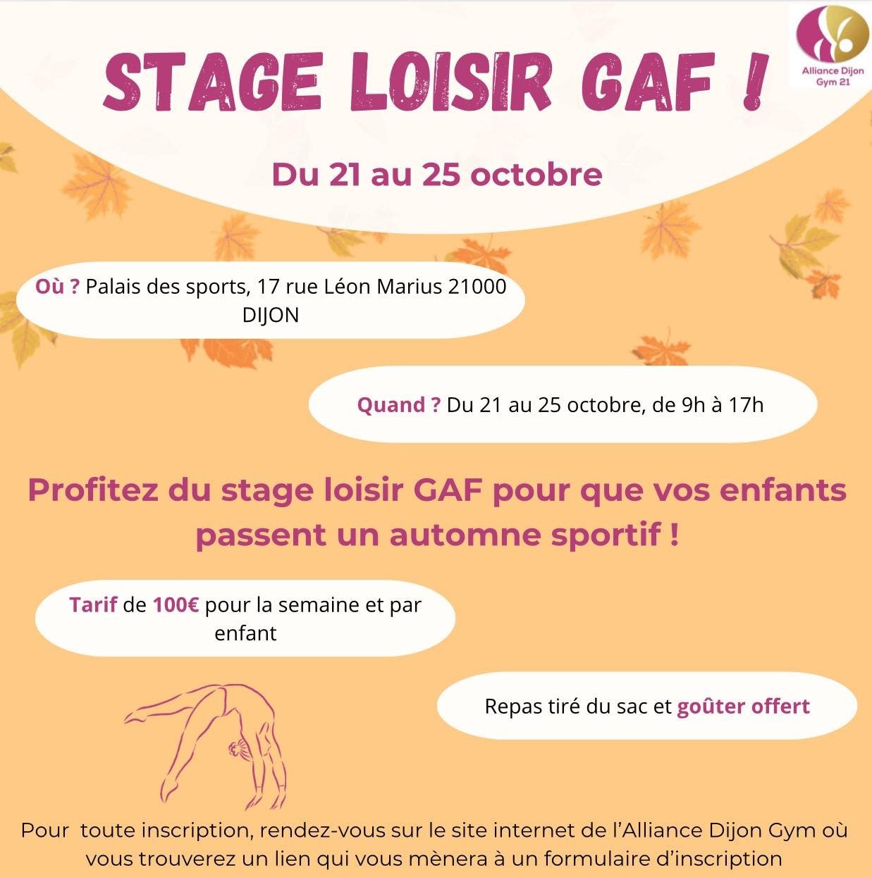 Stage loisir gaf du 21 au 25/10