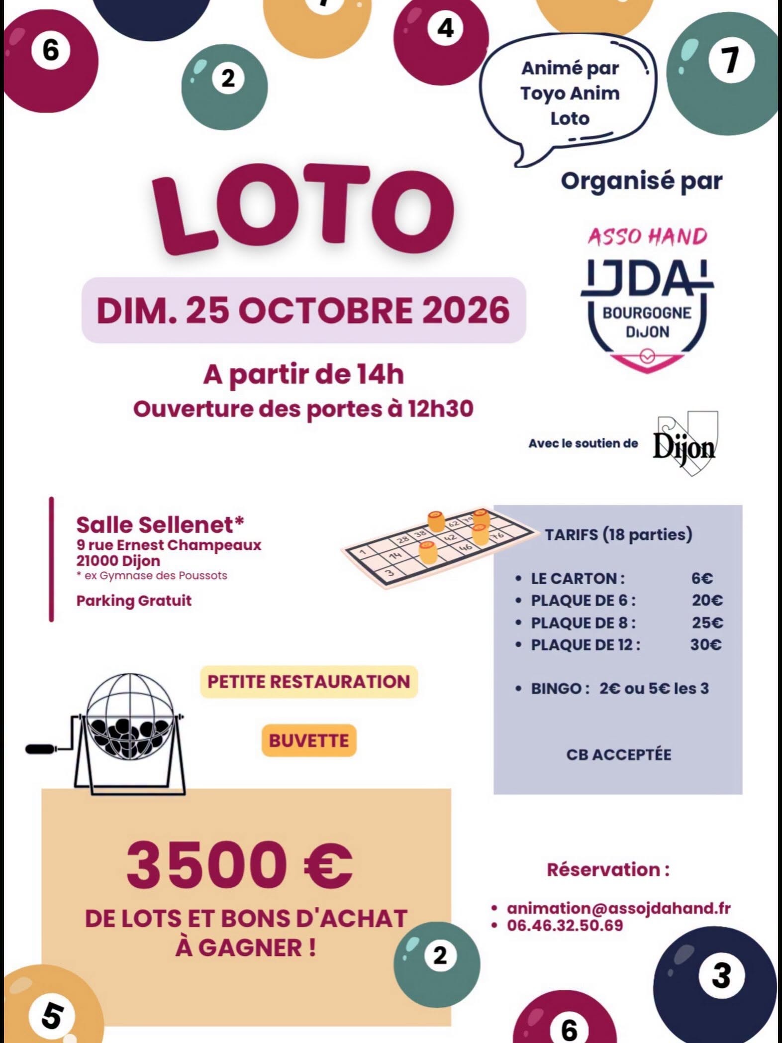 Loto organisé par l'association JDA handball