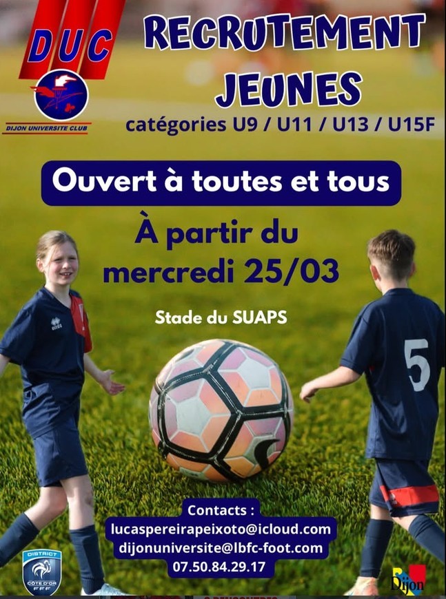 DUC football : Recrutement jeunes