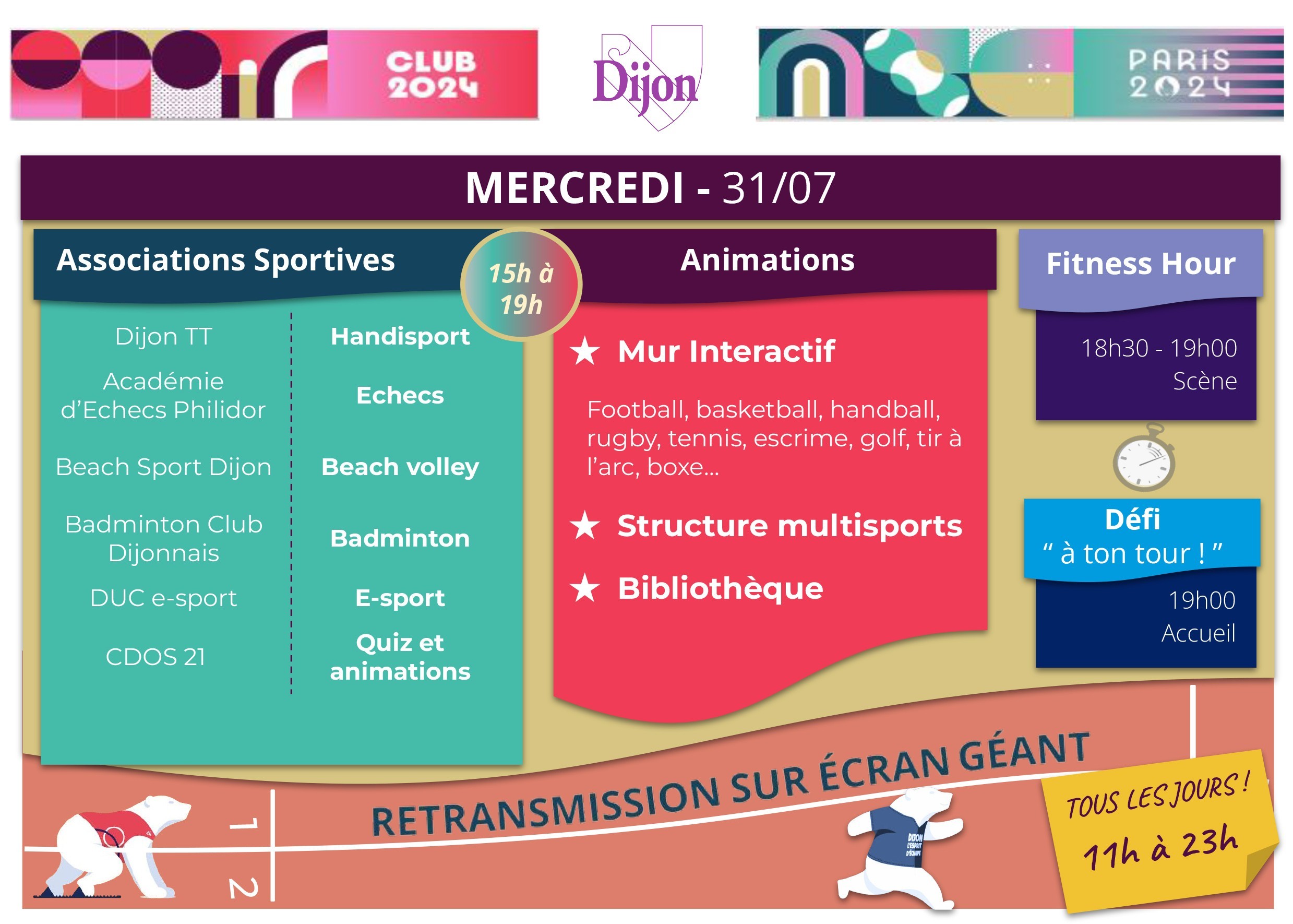 Programme 31/07/24  "club 2024" au jardin Darcy