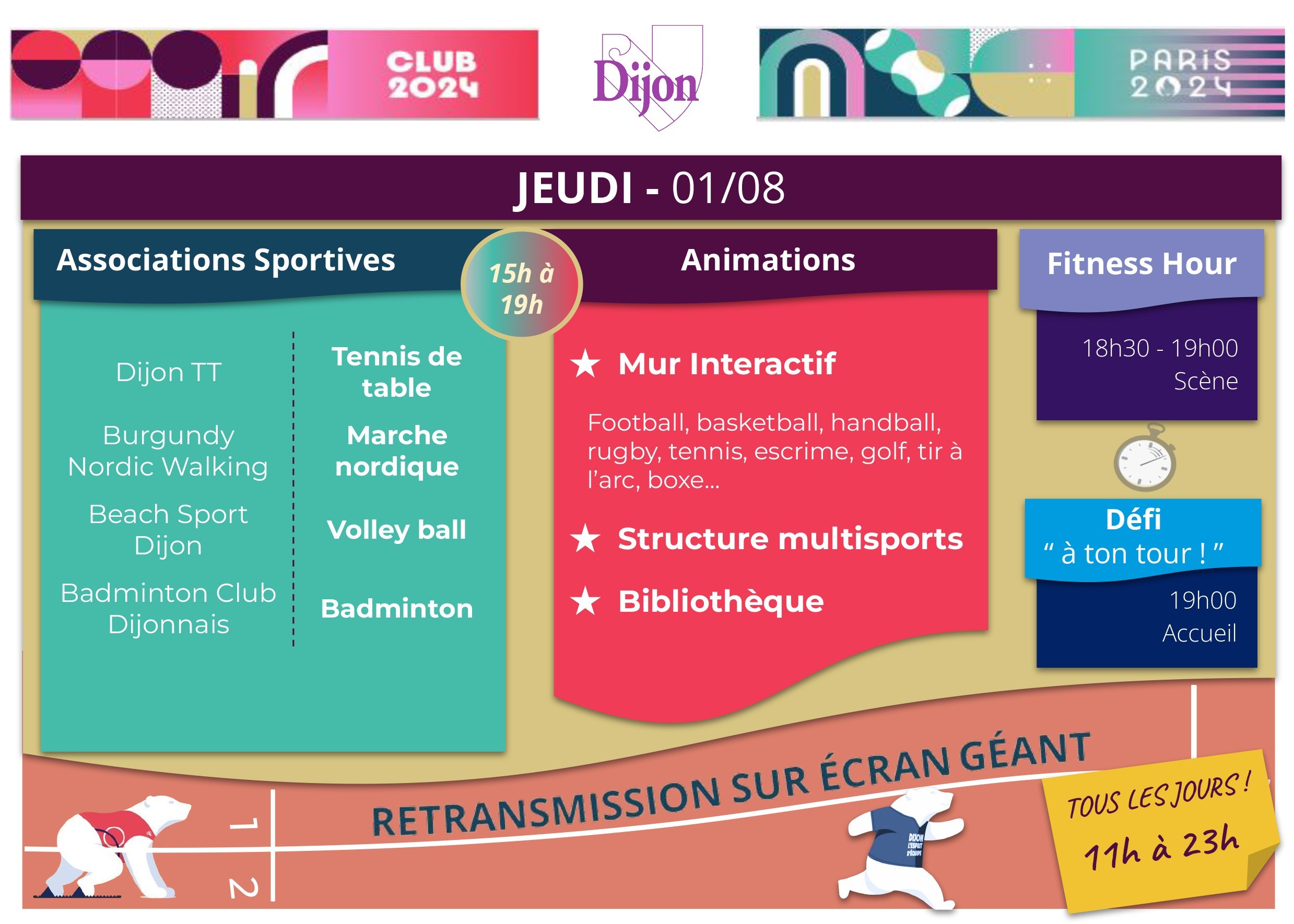 Programme 01/08/24  "club 2024" au jardin Darcy