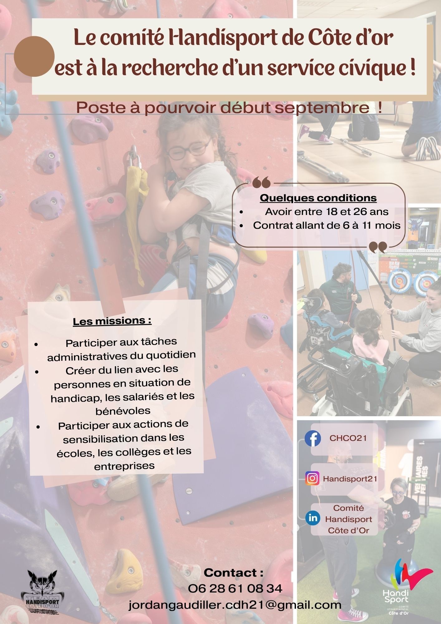 Le comité handisport de Côte d'Or est à la recherche d'un service civique !