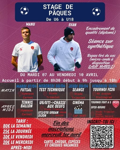 Dijon ULFE stade de Pâques de u6 à u18