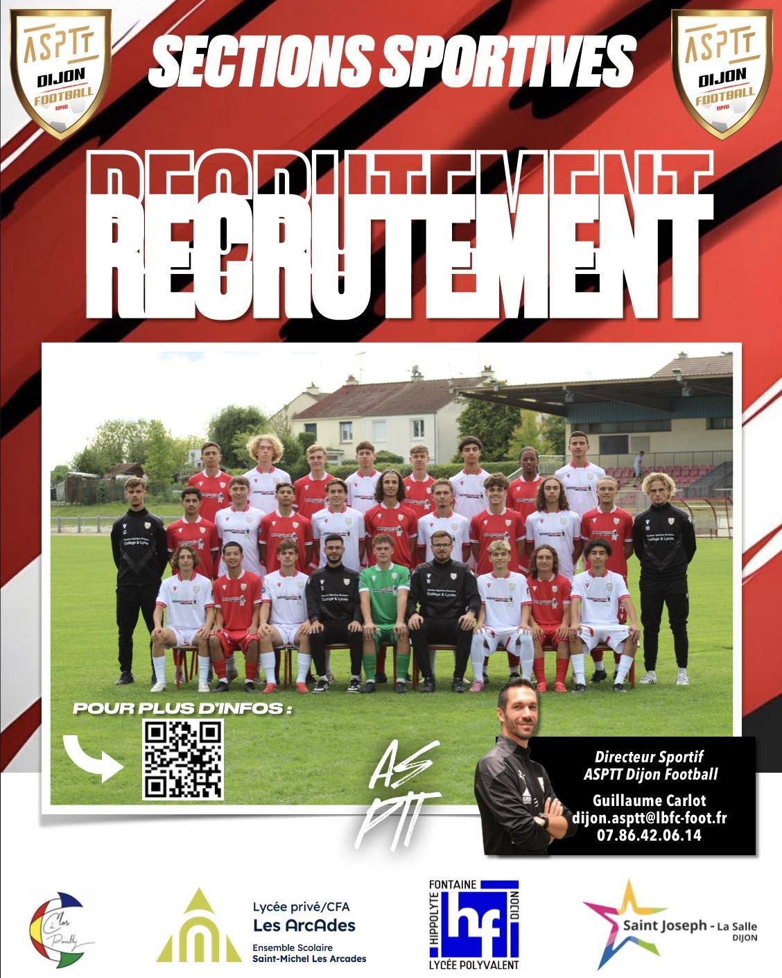 𝗥𝗘𝗖𝗥𝗨𝗧𝗘𝗠𝗘𝗡𝗧 𝗦𝗘𝗖𝗧𝗜𝗢𝗡𝗦 𝗦𝗣𝗢𝗥𝗧𝗜𝗩𝗘𝗦 – 𝗦𝗔𝗜𝗦𝗢𝗡 𝟮𝟬𝟮𝟲/𝟮𝟬𝟮𝟳 : Rejoins le Projet de Formation de l’ASPTT Dijon Football !