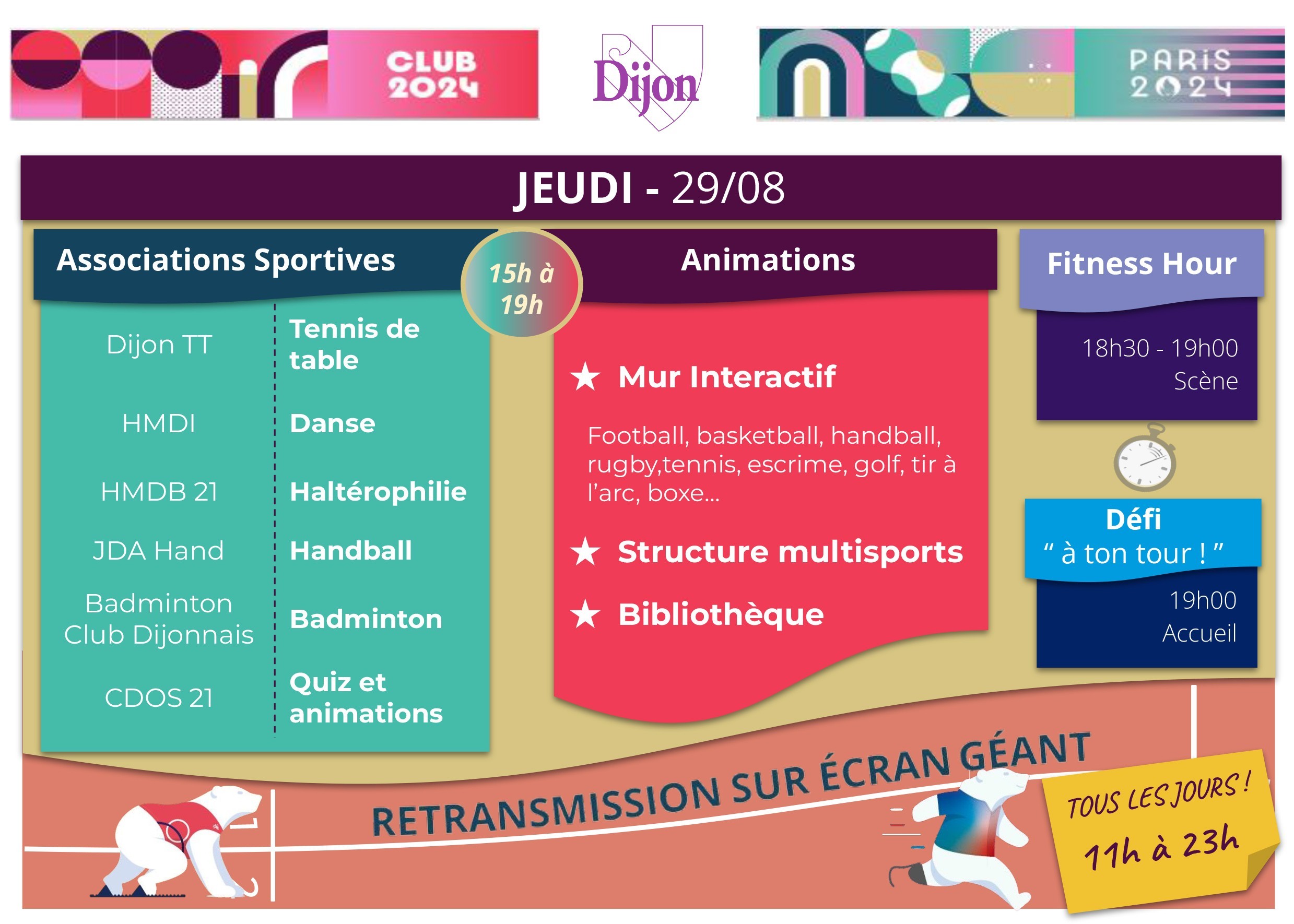 Programme 29/08/24  "club 2024" au jardin Darcy