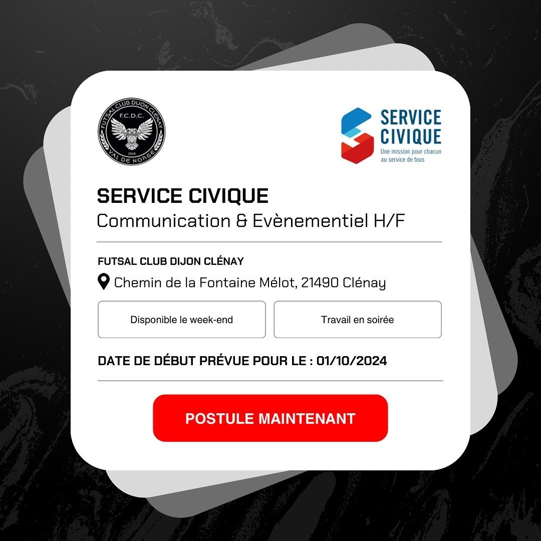 Le Futsal club Dijon Clénay recrute un service civique !