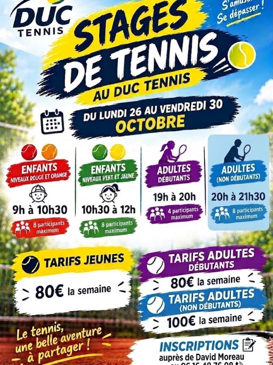 Stage de tennis au DUC tennis