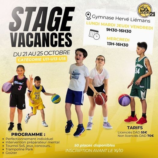 Stage vacances du 21 au 25 octobre