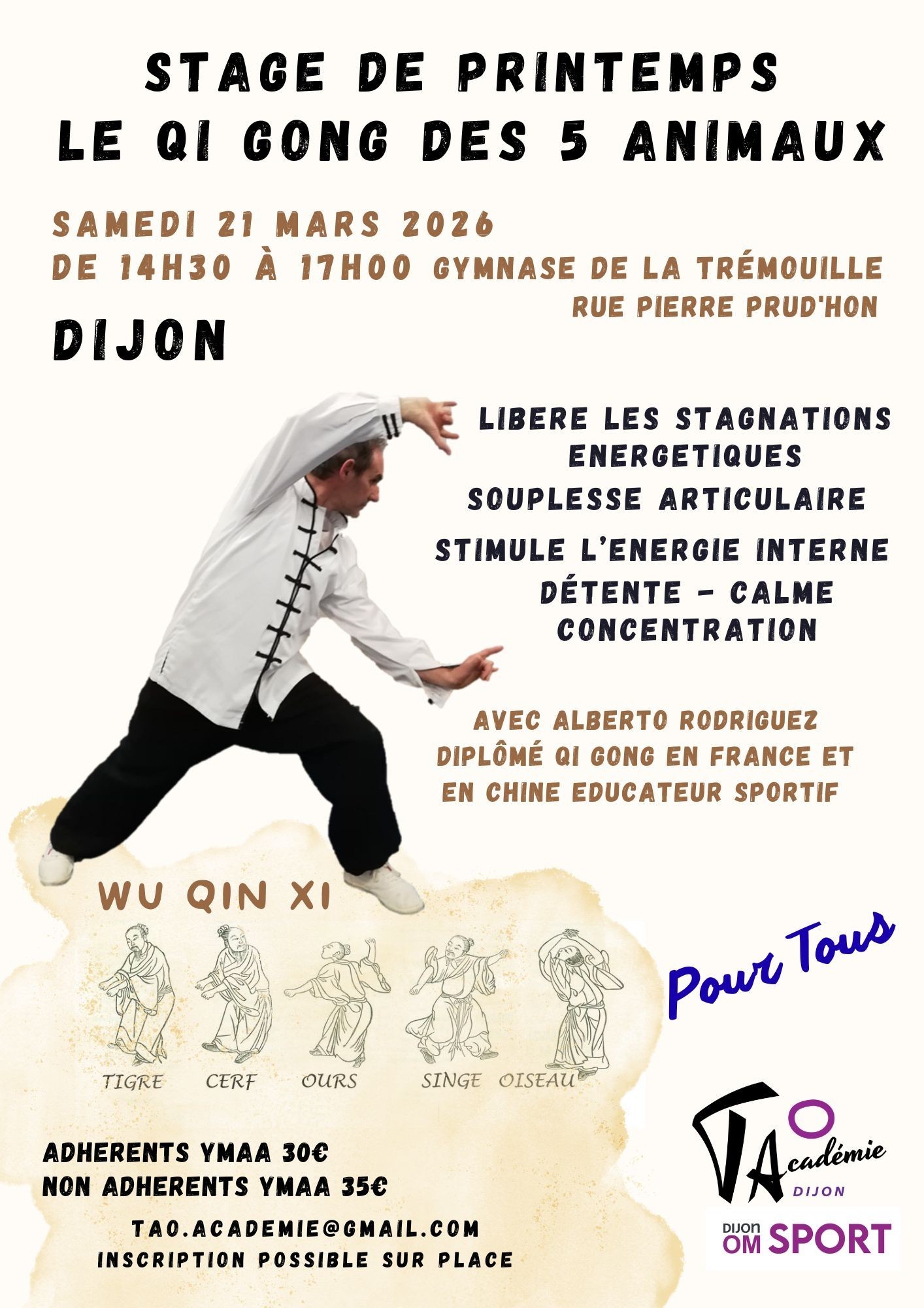Stage de printemps : le qi gong des 5 animaux