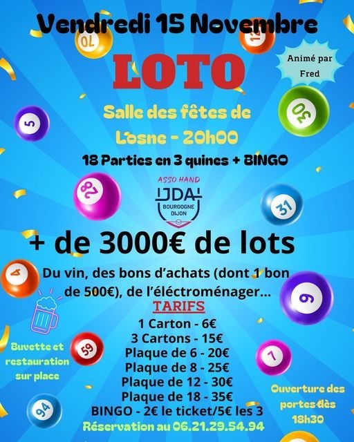 La JDA handball association organise un loto.