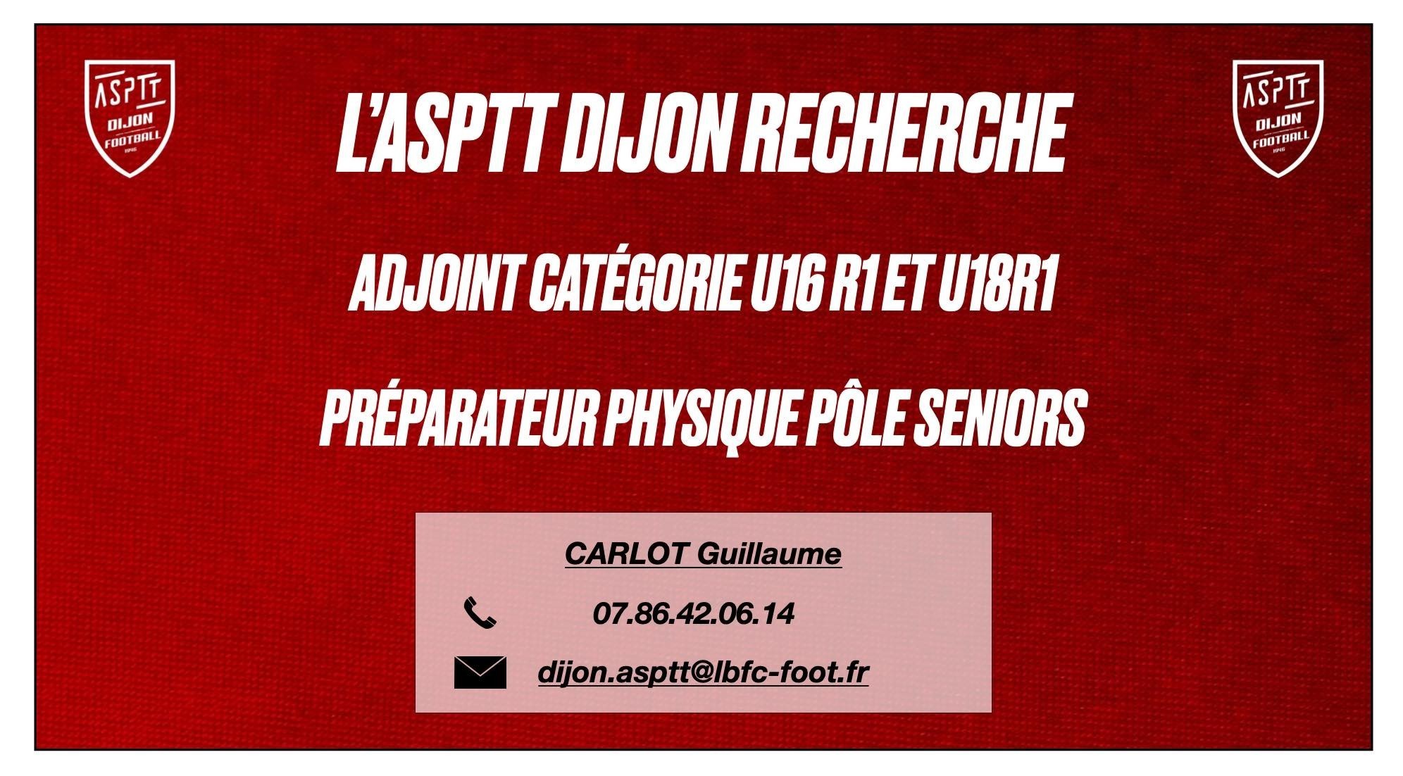 L'ASPTT football recherche des éducateurs adjoints pour la catégorie U16 R1 et U18 R1, ainsi qu’un préparateur physiqu