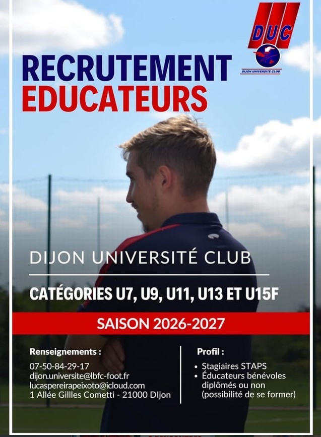 Le DUC football recrute des éducateurs