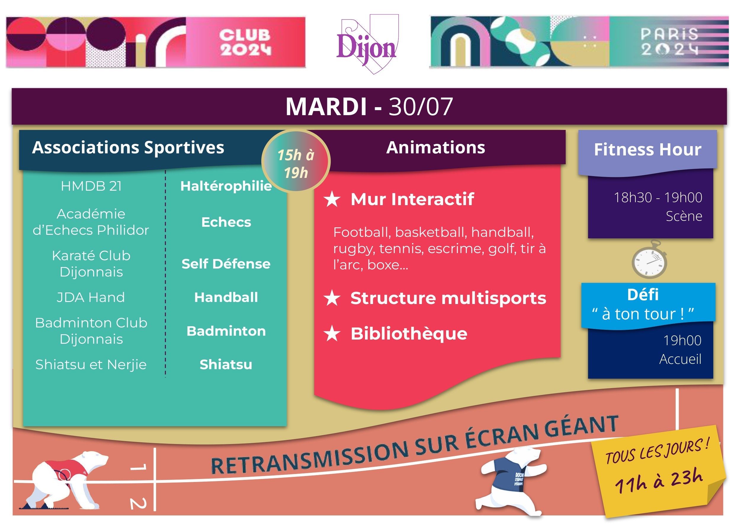 Programme 30/07/24  "club 2024" au jardin Darcy